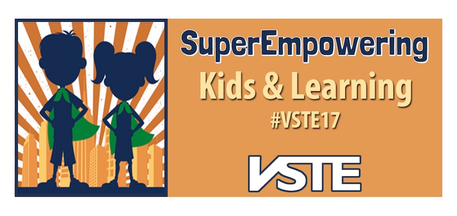 Image with silhouettes of two children dressed as superheroes with capes and the words SuperEmpowering Kids & Learning VSTE